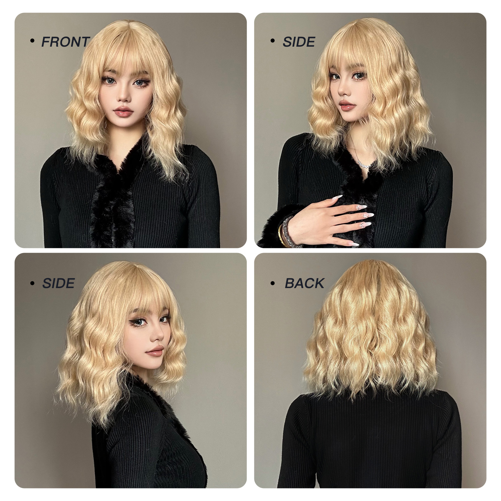 Women's Casual Japanese Style Simple Style Gold Holiday Weekend High Temperature Wire Bangs Long Curly Hair Wig Net display picture 6