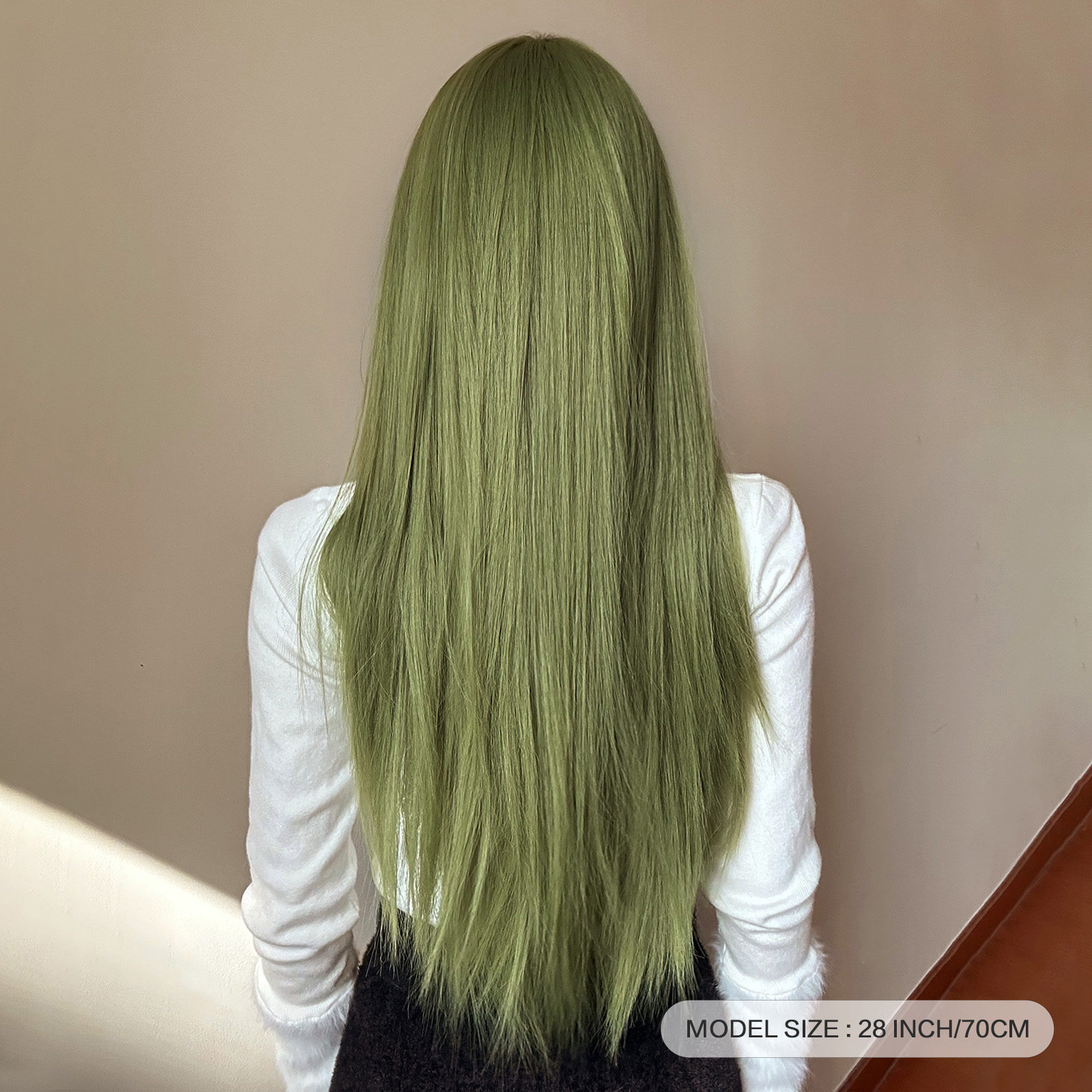 Women's Casual Formal Sweet Green Masquerade Chemical Fiber Bangs Long Straight Hair Wig Net display picture 1