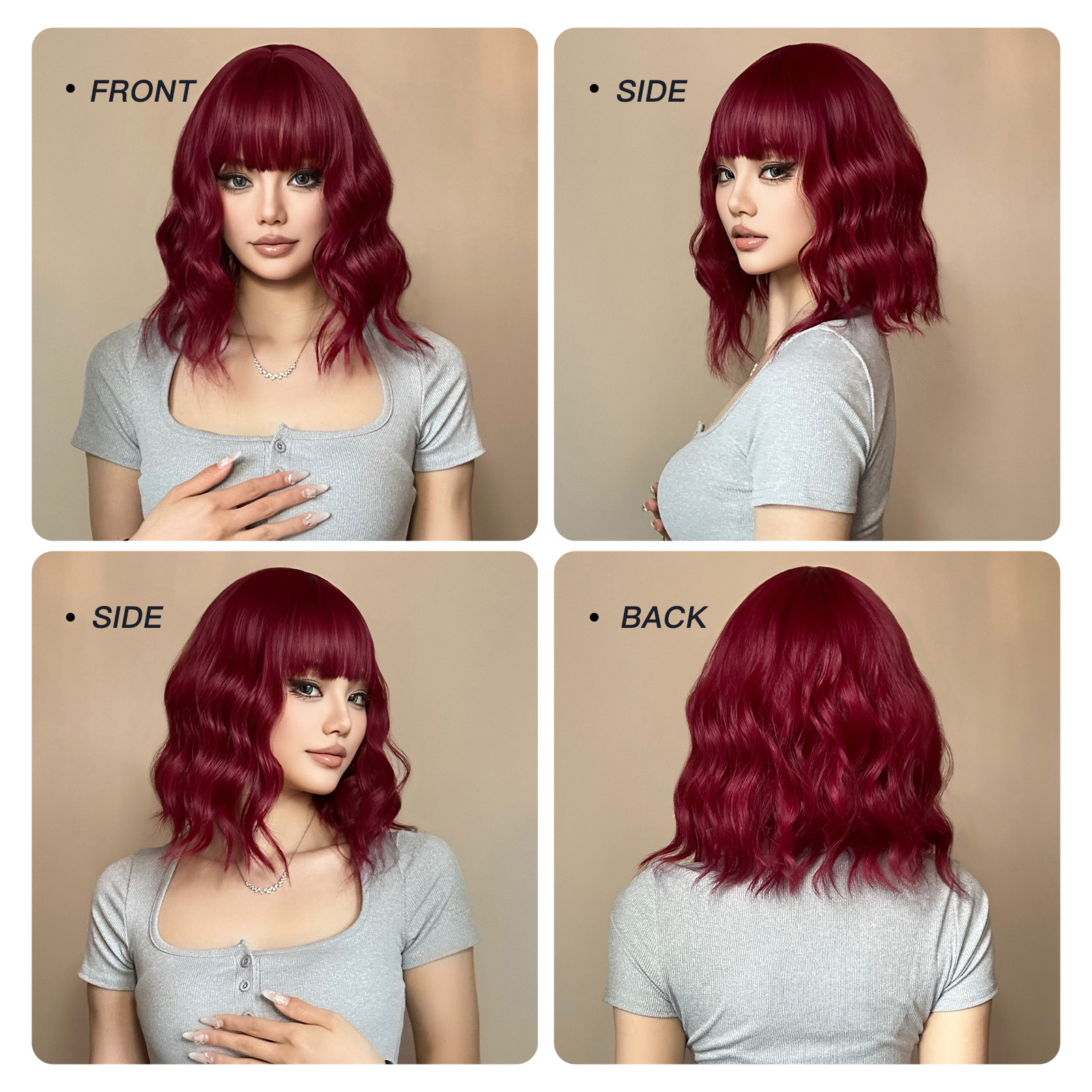 Women's Casual Formal Sweet Red Weekend Street Chemical Fiber Bangs Curls Short Curly Hair Wig Net display picture 5