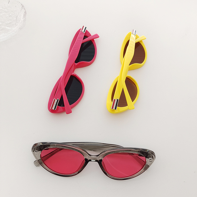 Y2K Vacation Color Block Pc Resin Cat Eye Full Frame Kids Sunglasses display picture 6