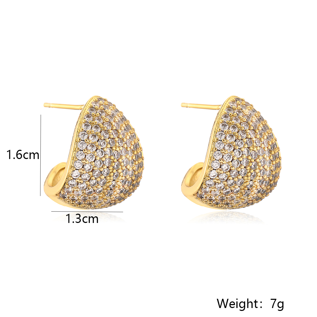 1 Pair Retro Simple Style Geometric Inlay Copper Zircon 18K Gold Plated Ear Studs display picture 1