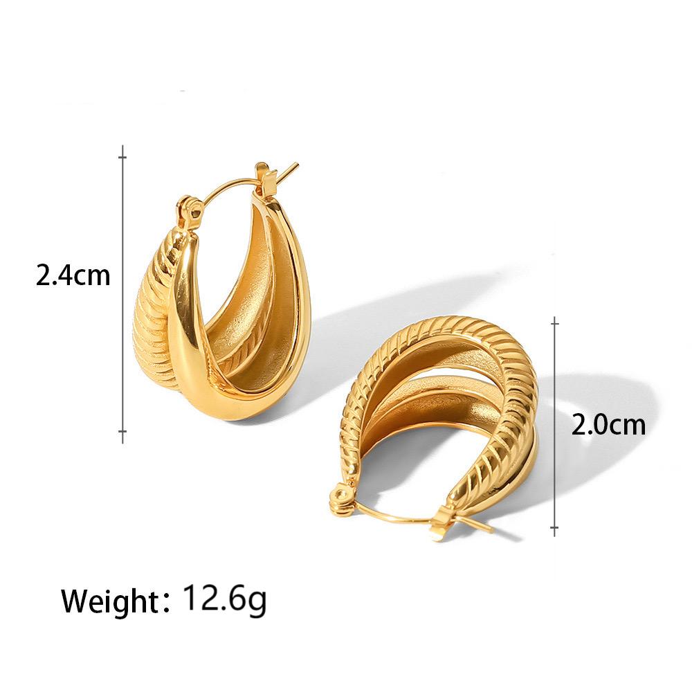 1 Pair Modern Style Simple Style U Shape Stainless Steel 18K Gold Plated Hoop Earrings display picture 1