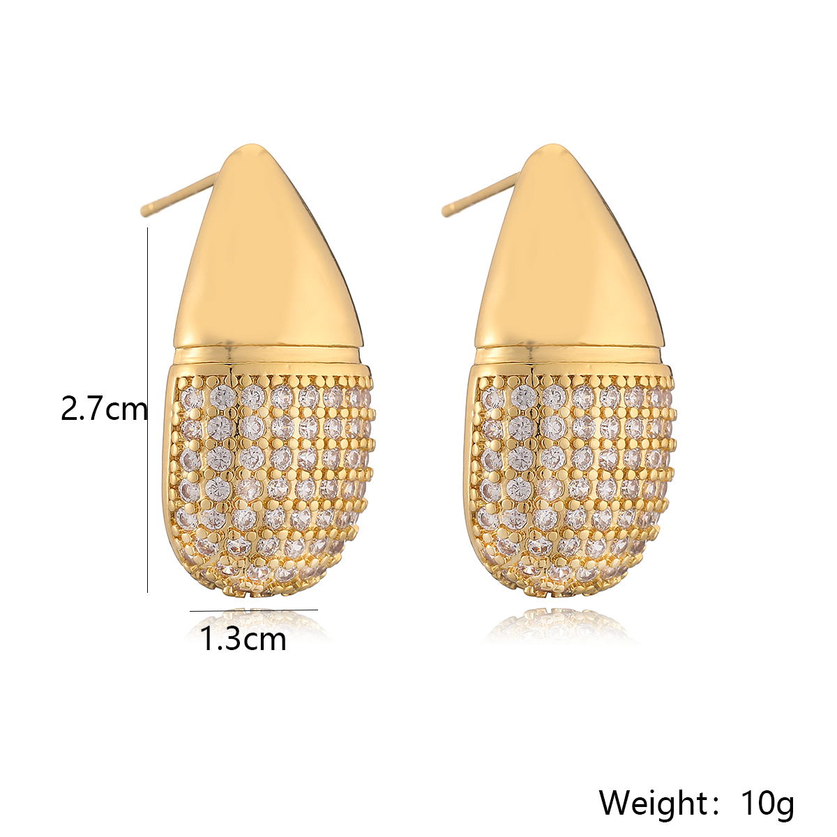 1 Pair Simple Style Geometric Inlay Copper Zircon 18K Gold Plated Ear Studs display picture 1