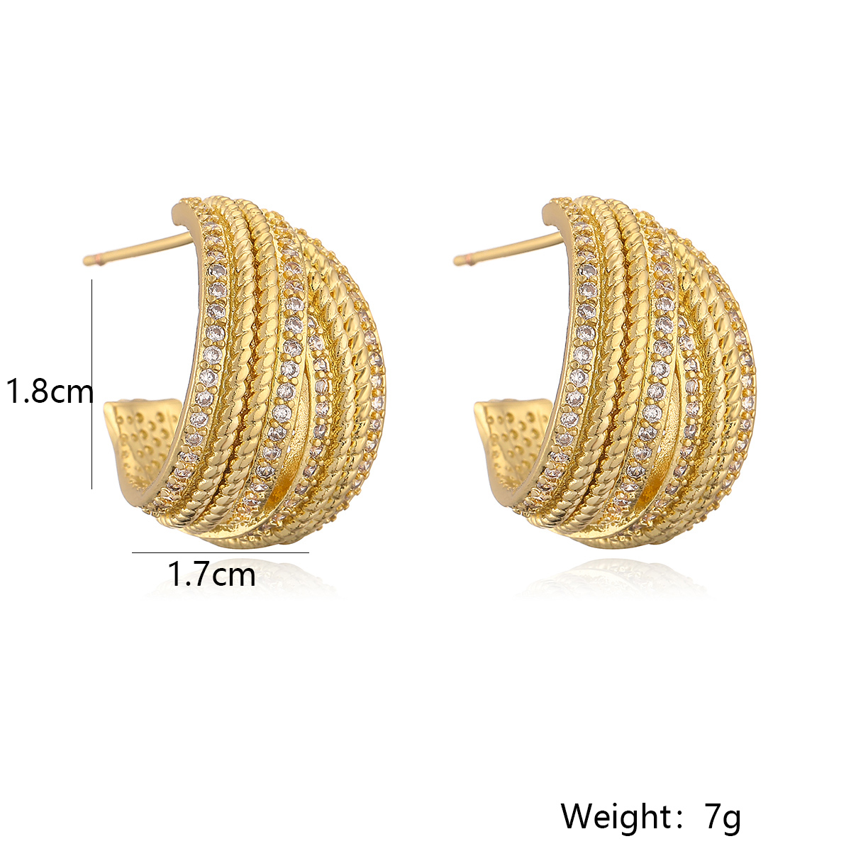 1 Pair Simple Style Geometric Inlay Copper Zircon 18K Gold Plated Ear Studs display picture 2