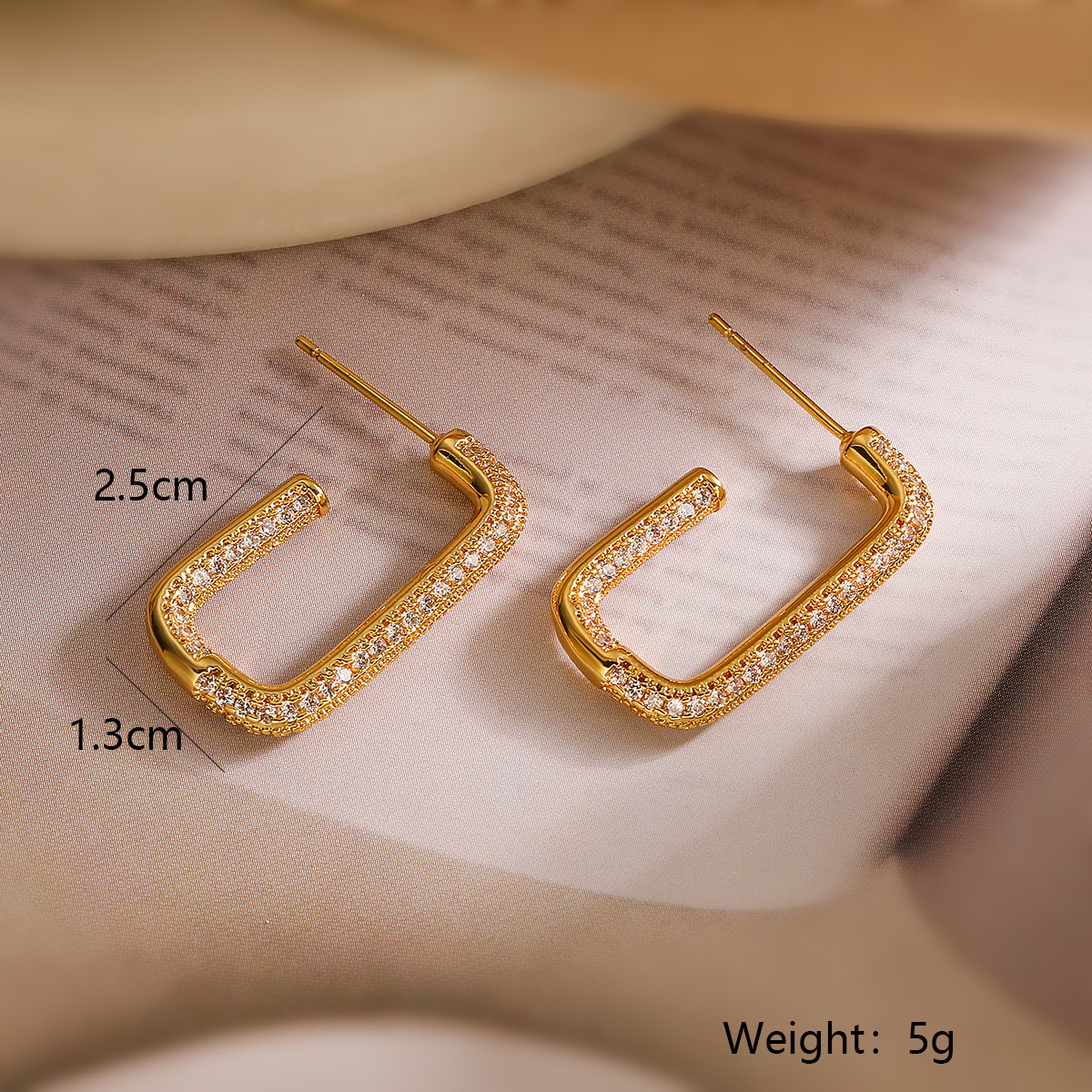 1 Pair Simple Style Geometric Inlay Copper Zircon 18K Gold Plated Ear Studs display picture 3