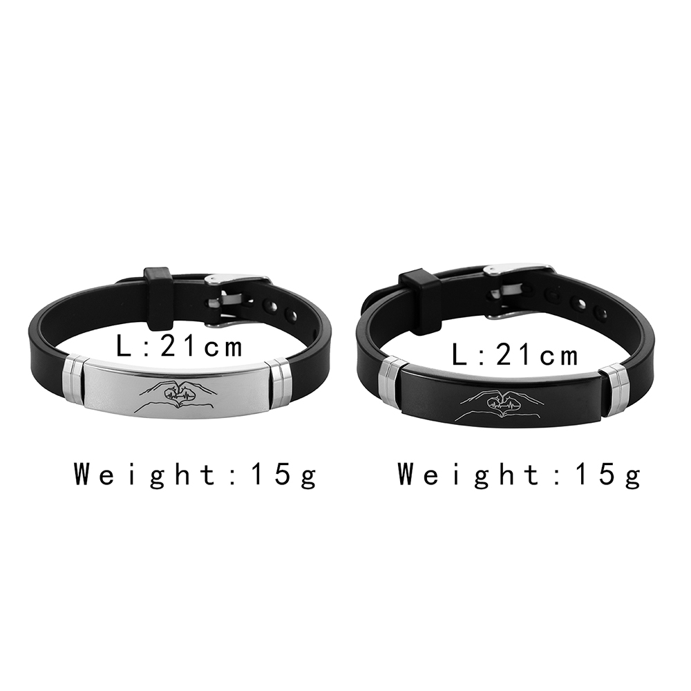 Romantic Gesture Stainless Steel Silica Gel Couple Wristband display picture 4