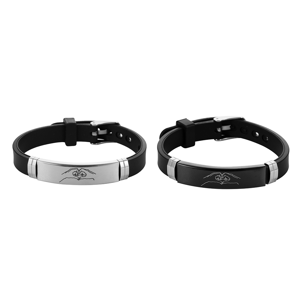 Romantic Gesture Stainless Steel Silica Gel Couple Wristband display picture 1