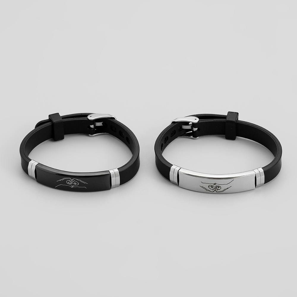 Romantic Gesture Stainless Steel Silica Gel Couple Wristband display picture 2
