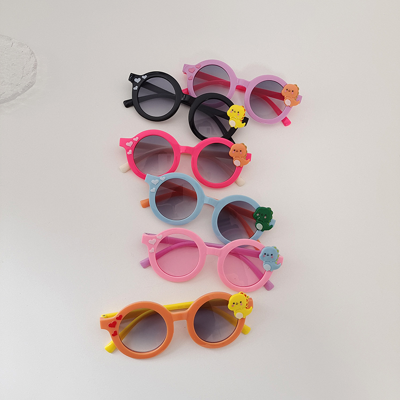 Cartoon Style Cute Dinosaur Pc Resin Round Frame Full Frame Kids Sunglasses display picture 1