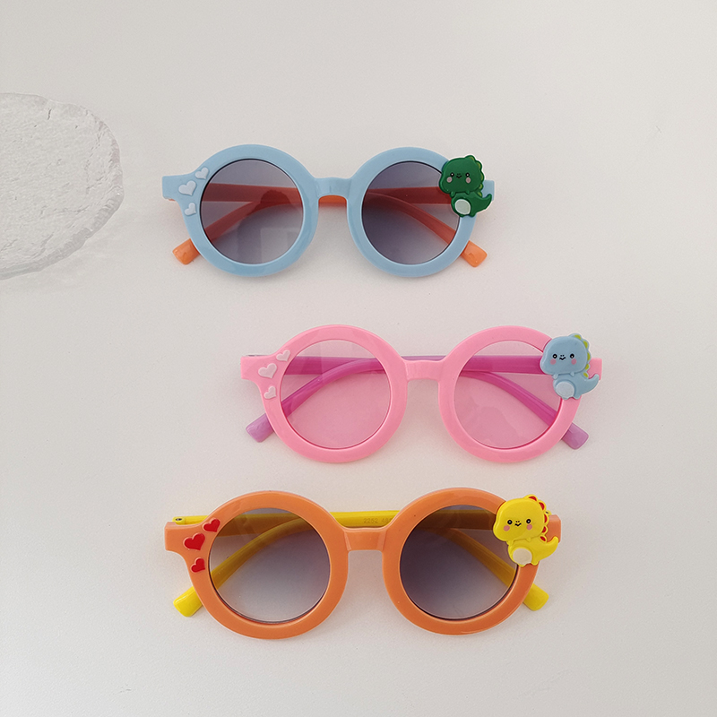 Cartoon Style Cute Dinosaur Pc Resin Round Frame Full Frame Kids Sunglasses display picture 3