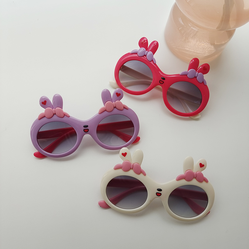 Style De Bande Dessinée Sucré Lapin Pc Résine Cadre Ovale Plein Cadre Enfants Lunettes De Soleil display picture 3