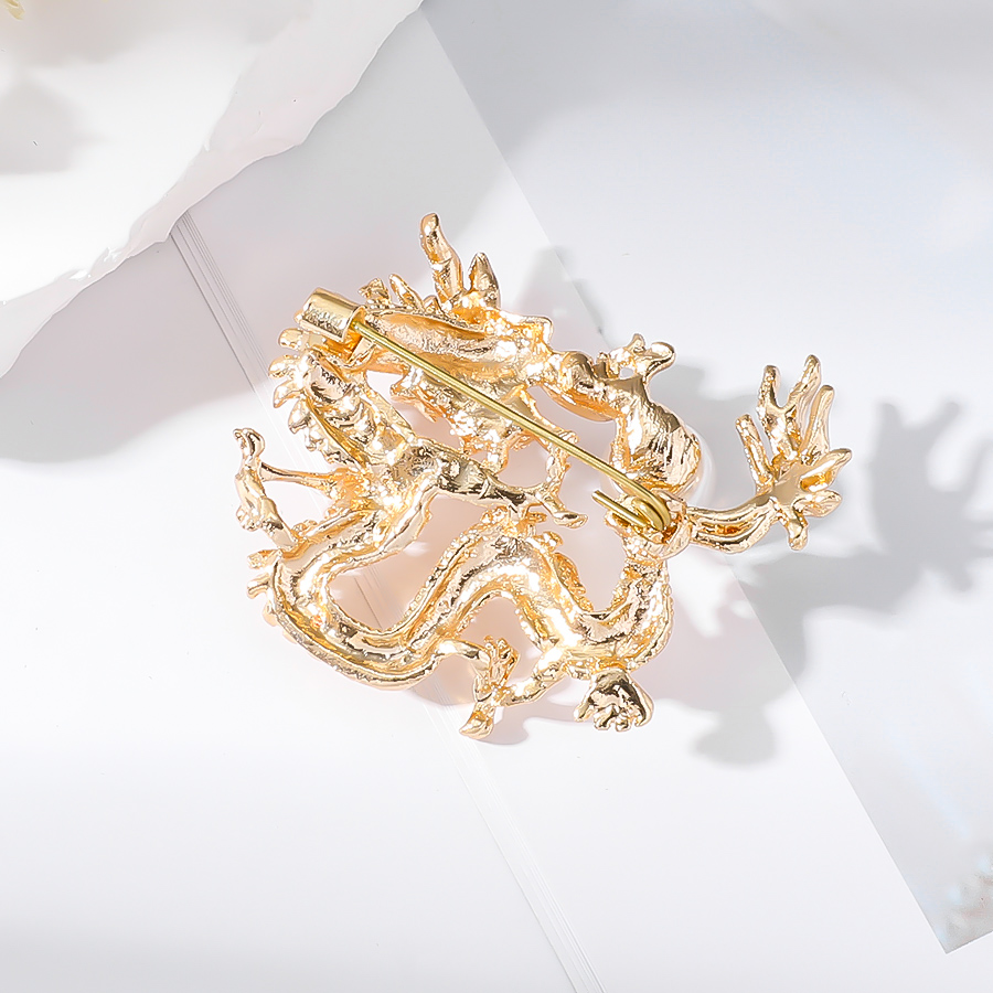 Chinoiserie Klassischer Stil Drachen Legierung Inlay Künstliche Perlen Unisex Broschen display picture 6