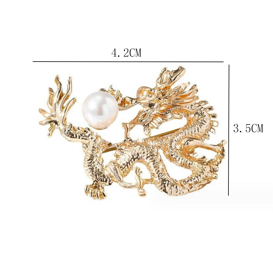 Chinoiserie Klassischer Stil Drachen Legierung Inlay Künstliche Perlen Unisex Broschen display picture 5
