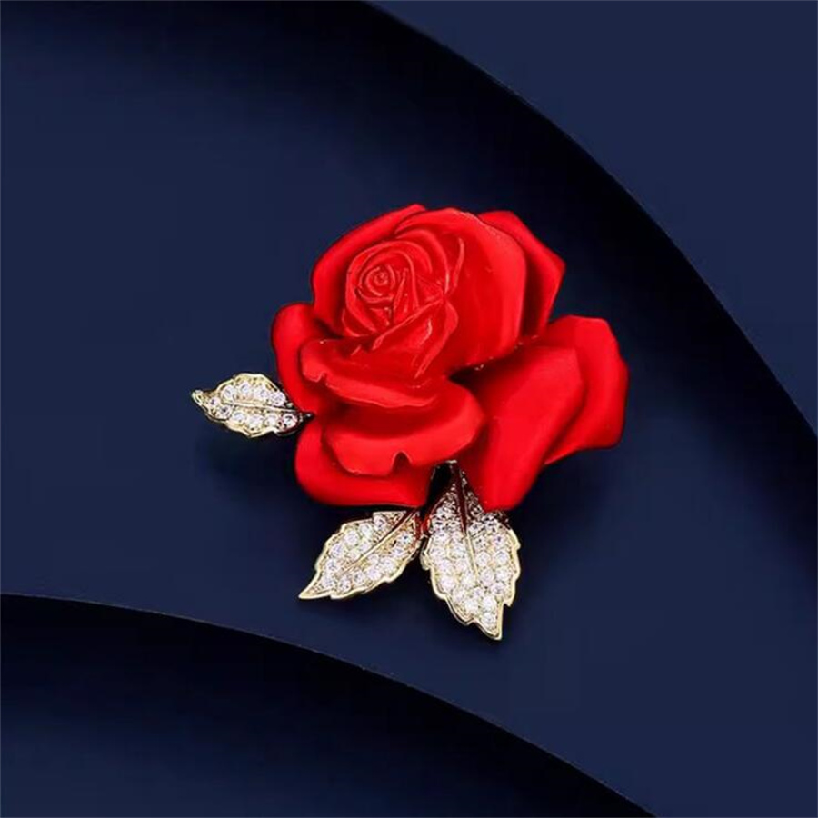 Elegant Shiny Rose Alloy Spray Paint Inlay Artificial Rhinestones Women's Brooches display picture 1