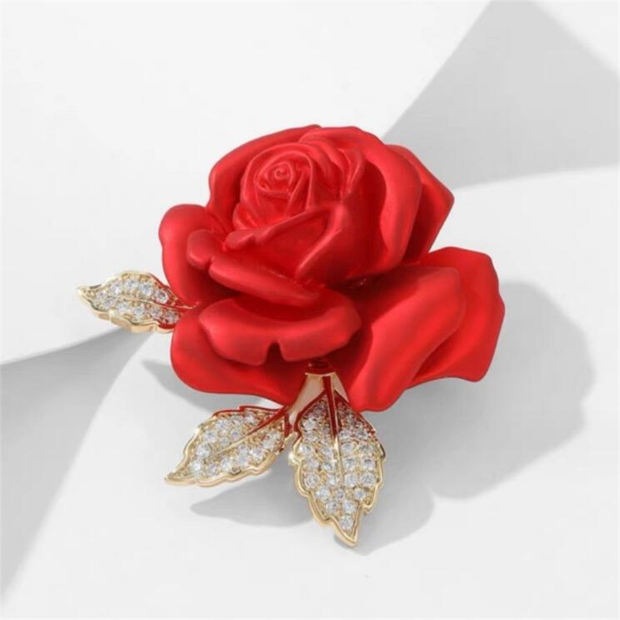 Elegant Shiny Rose Alloy Spray Paint Inlay Artificial Rhinestones Women's Brooches display picture 5