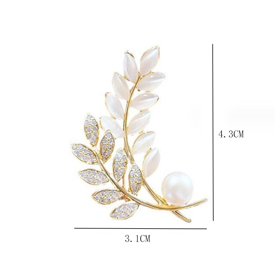 Simple Style Grain Alloy Inlay Artificial Rhinestones Opal Pearl Women's Brooches display picture 4