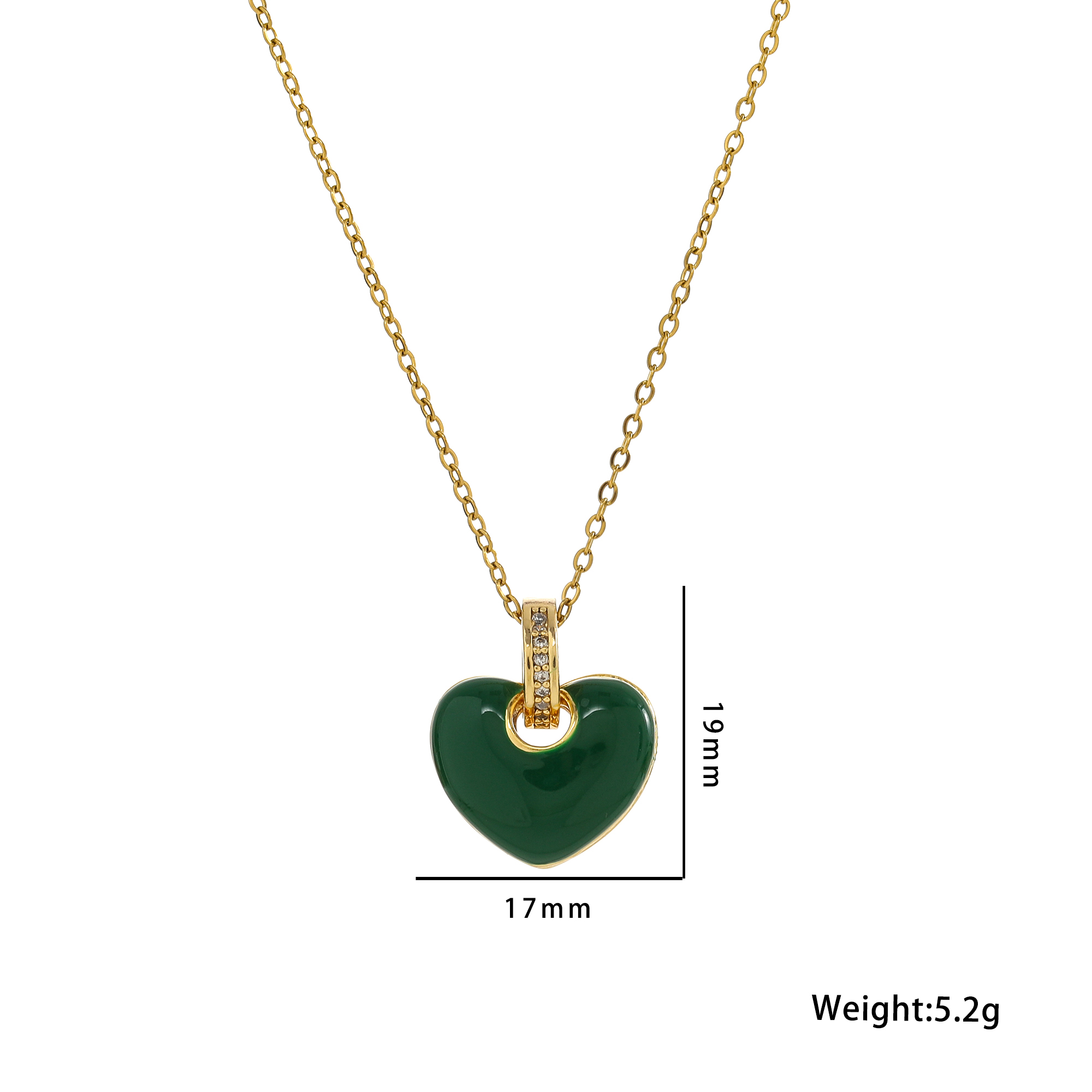 Stainless Steel 18K Gold Plated Simple Style Heart Shape Inlay Zircon Pendant Necklace display picture 4