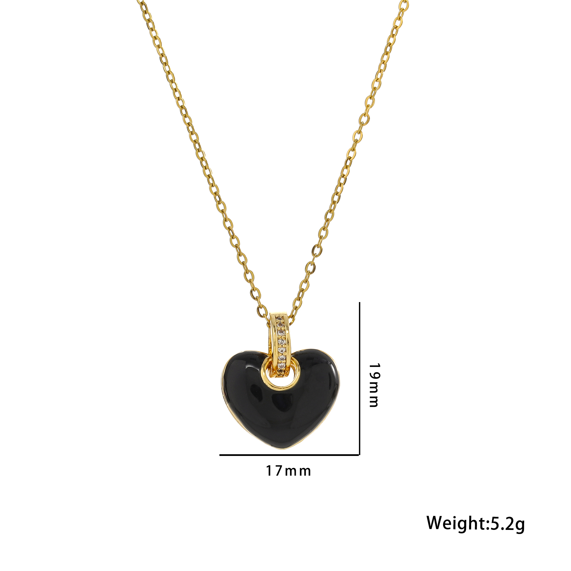 Stainless Steel 18K Gold Plated Simple Style Heart Shape Inlay Zircon Pendant Necklace display picture 2