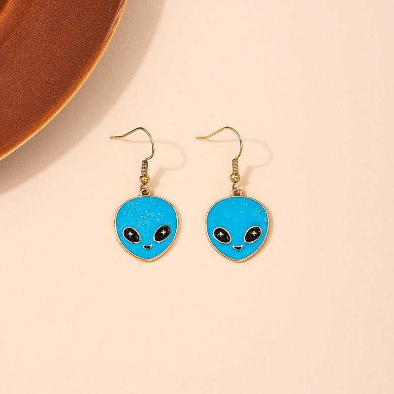 1 Pair Retro Exaggerated Punk Alien Alloy Zinc Drop Earrings display picture 1