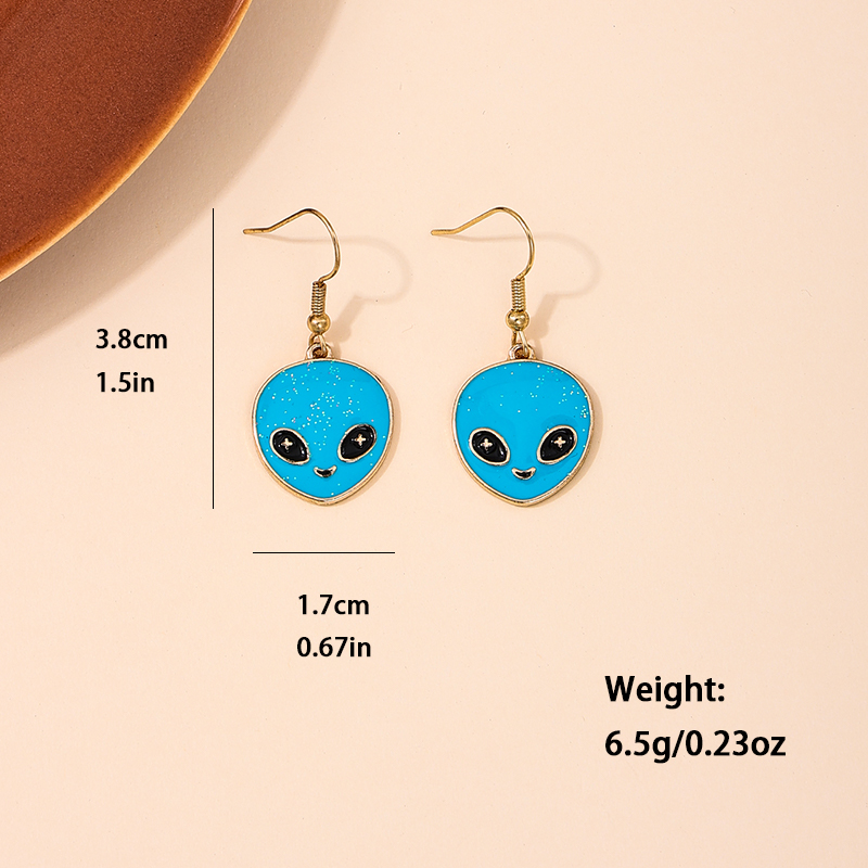 1 Pair Retro Exaggerated Punk Alien Alloy Zinc Drop Earrings display picture 3