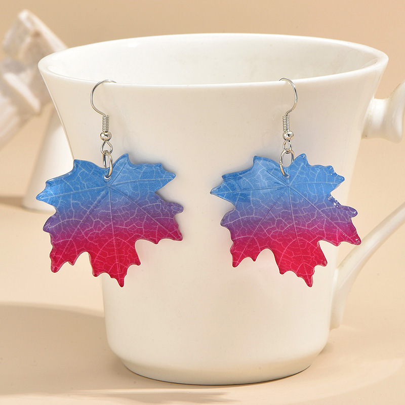 1 Pair IG Style Maple Leaf Arylic Drop Earrings display picture 1