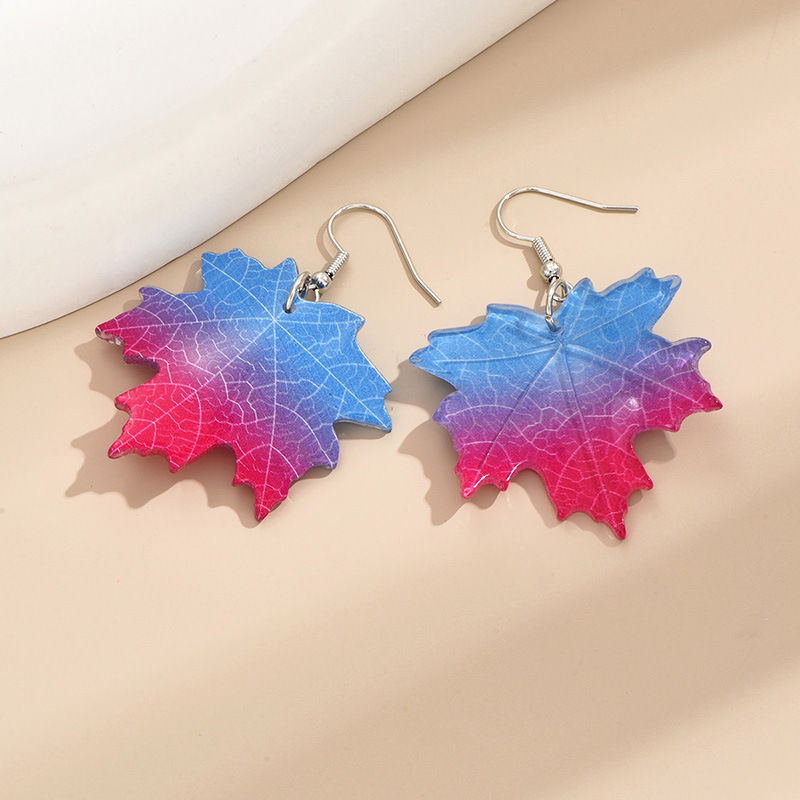 1 Pair IG Style Maple Leaf Arylic Drop Earrings display picture 5