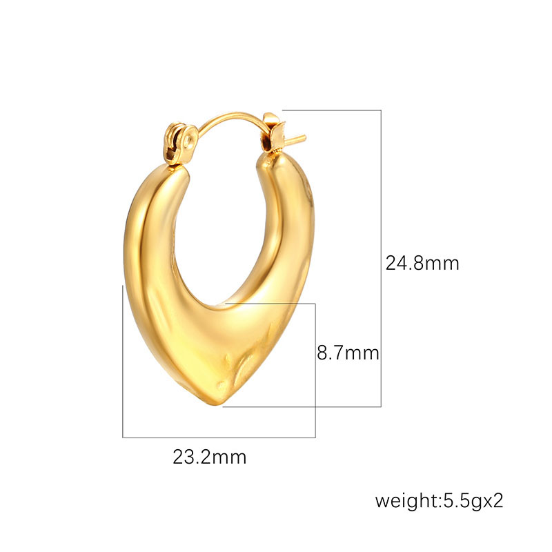1 Pair IG Style Simple Style Heart Shape Plating Titanium Steel Titanium Steel 18K Gold Plated Earrings display picture 6