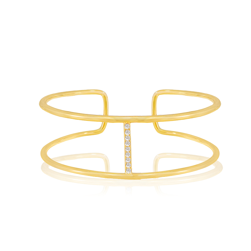 Copper 18K Gold Plated Elegant Vacation Geometric Criss Cross Zircon Bangle display picture 6