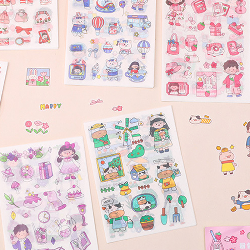 1 Set Cartoon Character Learning School PVC Cartoon Style Cute Washi Tape display picture 3