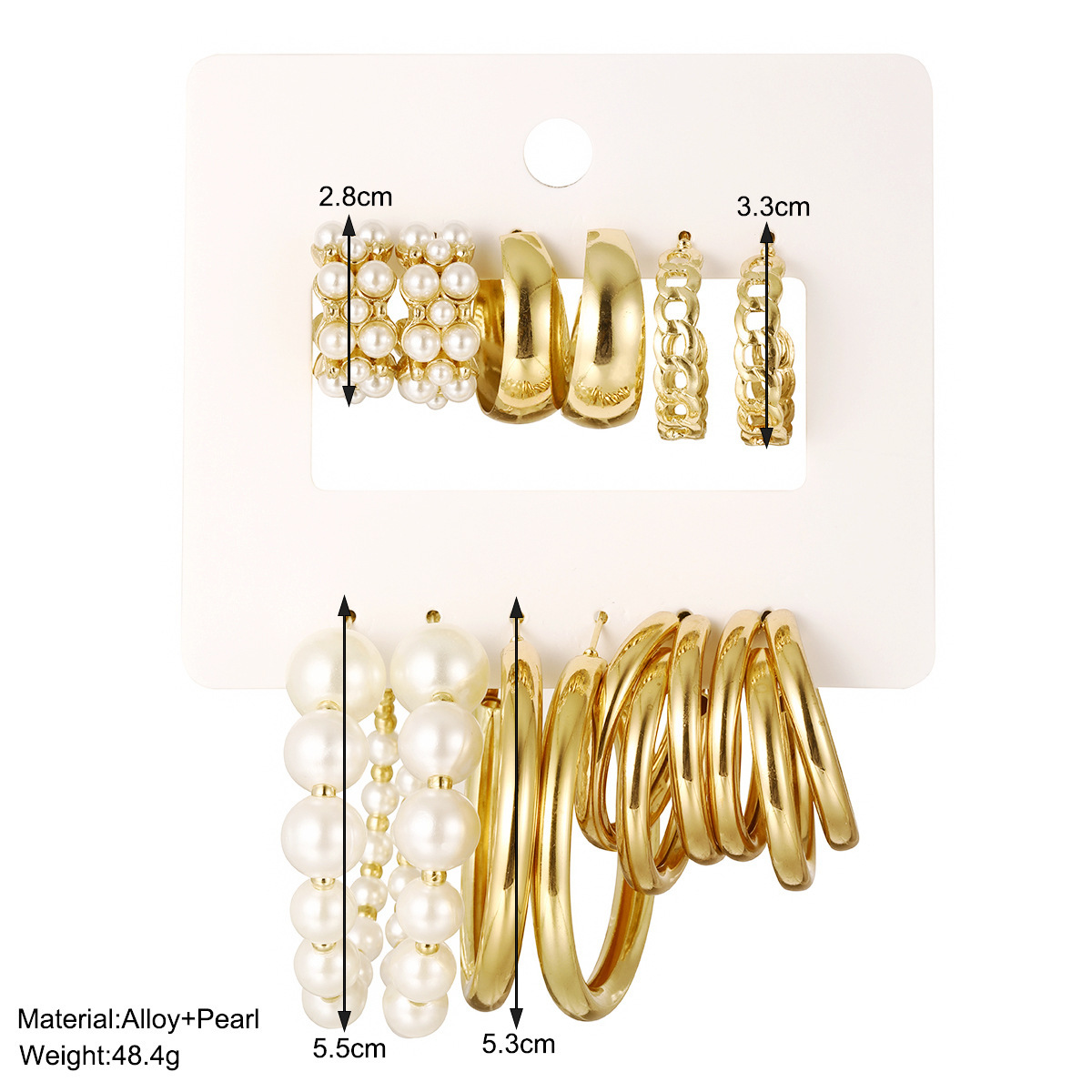 1 Set IG Style Modern Style Classic Style Geometric Round Inlay Zinc Alloy Artificial Pearls Hoop Earrings display picture 3