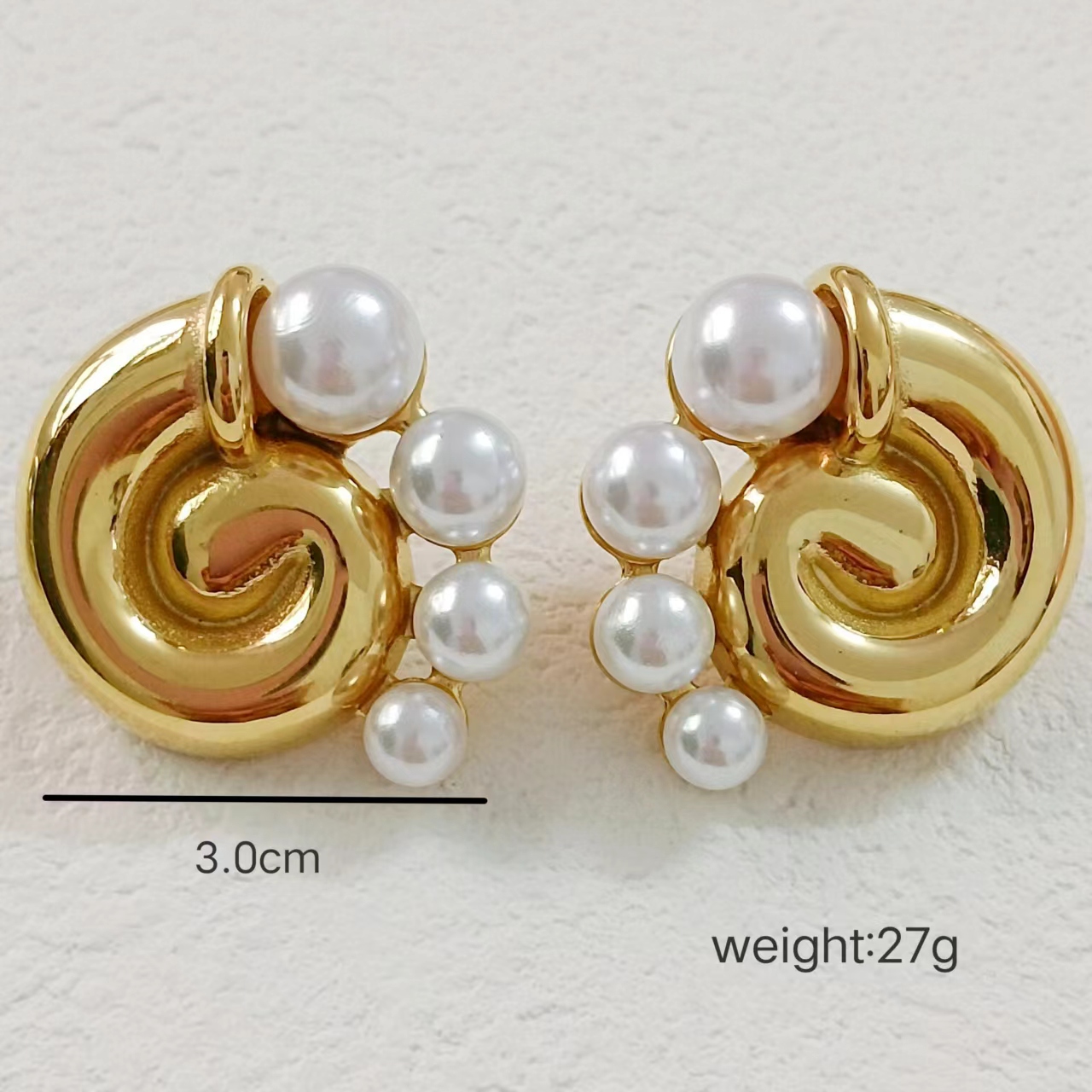 1 Pair Retro Conch Stainless Steel 18K Gold Plated Ear Studs display picture 1