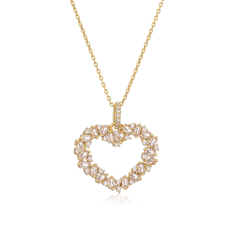 Cobre Chapados en oro de 18k Elegante Forma De Corazón Embutido Circón Collar Colgante display picture 6