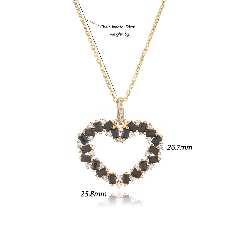 Copper 18K Gold Plated Elegant Heart Shape Inlay Zircon Pendant Necklace display picture 7