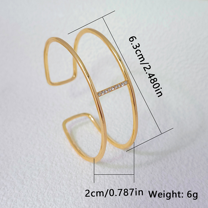 Copper 18K Gold Plated Elegant Vacation Geometric Criss Cross Zircon Bangle display picture 9