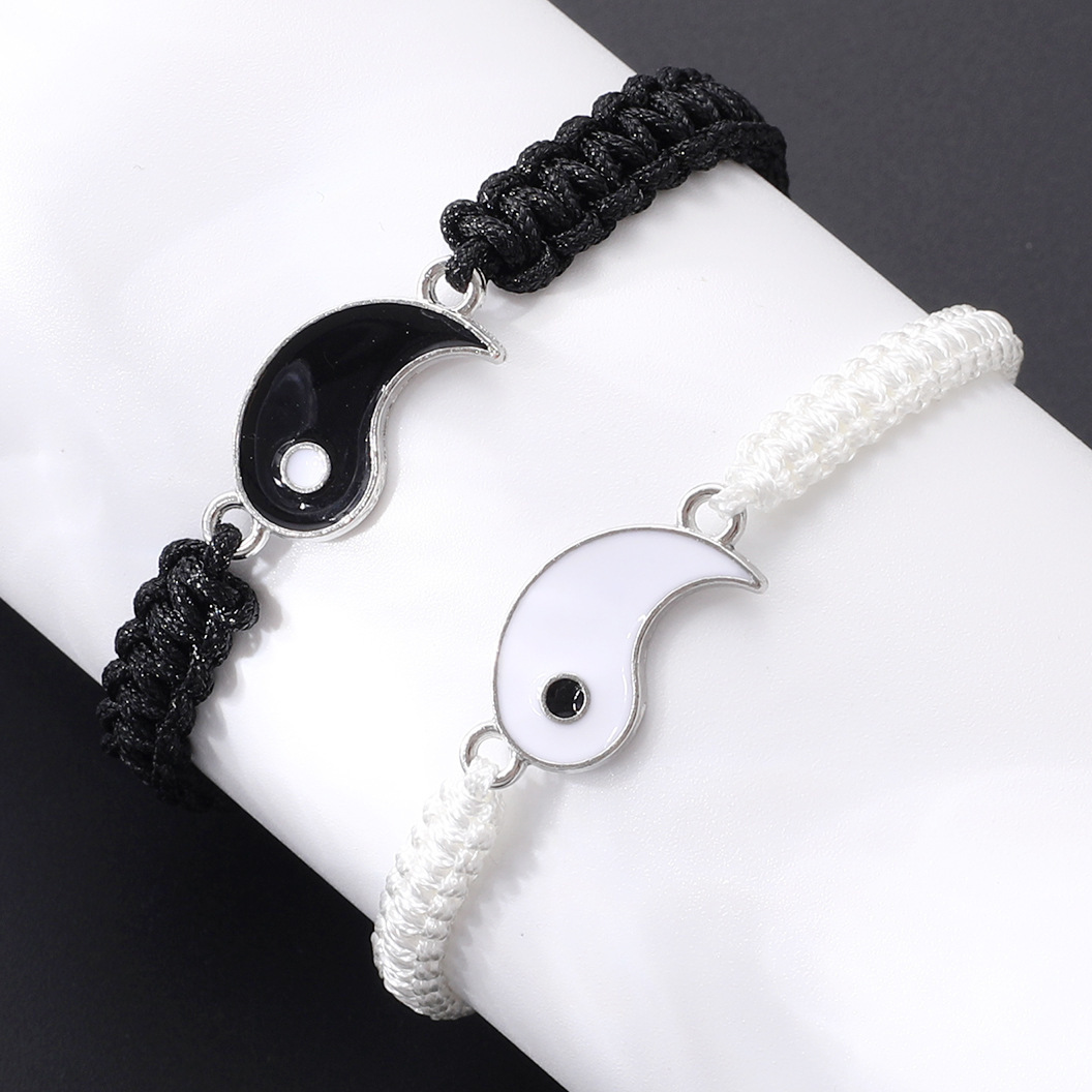 IG Style Simple Style Tai Chi Alloy Rope Knitting Enamel Couple Bracelets display picture 2