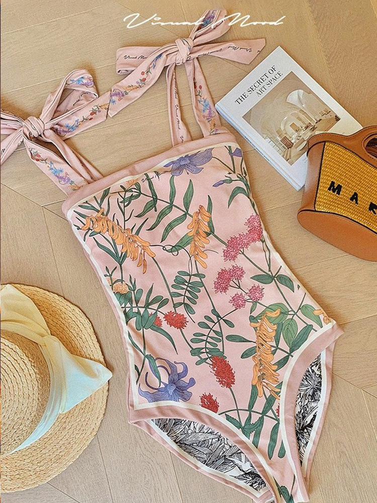 Women'S Fashion Ditsy Floral Printing 1 Piece One Piece Swimwear display picture 34