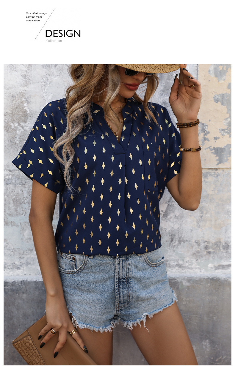 Women's Blouse Short Sleeve Blouses Printing Vacation Star display picture 1