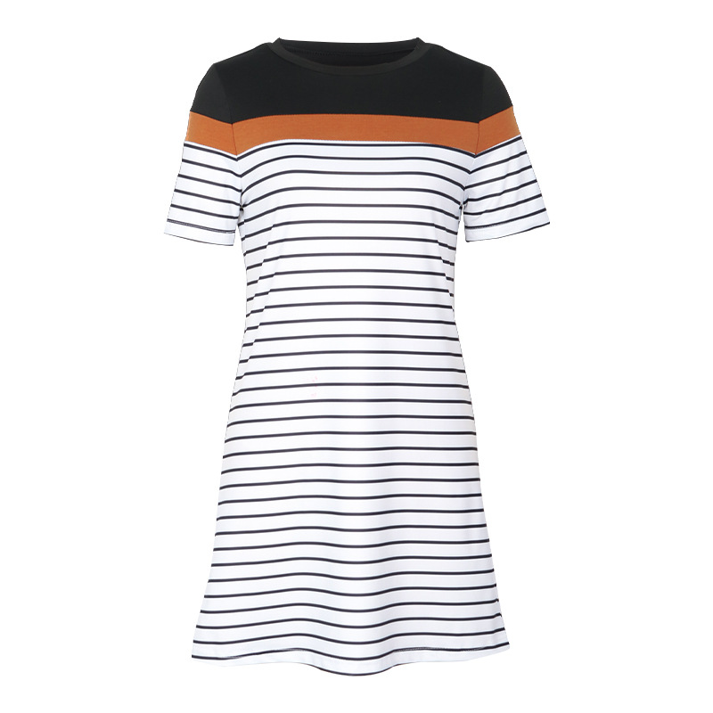 Women's Regular Dress Simple Style Round Neck Printing Contrast Binding Short Sleeve Color Block Above Knee Daily display picture 2