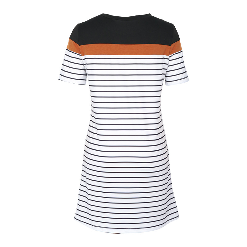 Women's Regular Dress Simple Style Round Neck Printing Contrast Binding Short Sleeve Color Block Above Knee Daily display picture 3