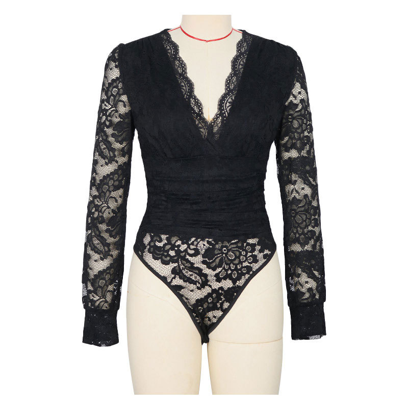 Women's Bodysuit Bodysuits Lace Sexy Solid Color display picture 7