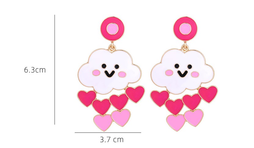 1 Pair Casual Sweet Clouds Heart Shape Emoji Face Enamel Zinc Alloy Drop Earrings display picture 7