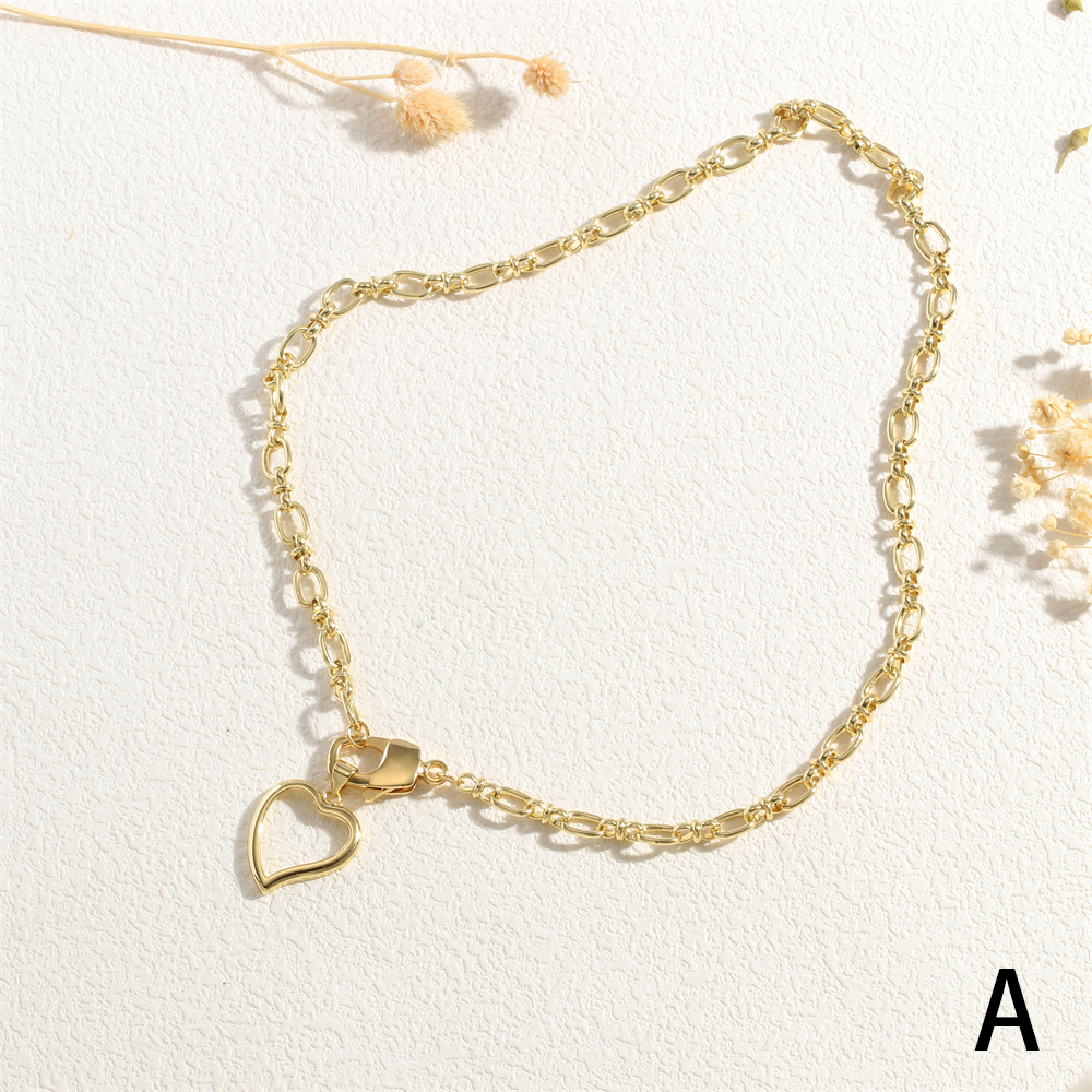 Kupfer 18 Karat Vergoldet Einfacher Stil Seestern Herzform Aushöhlen Halskette Mit Anhänger display picture 9