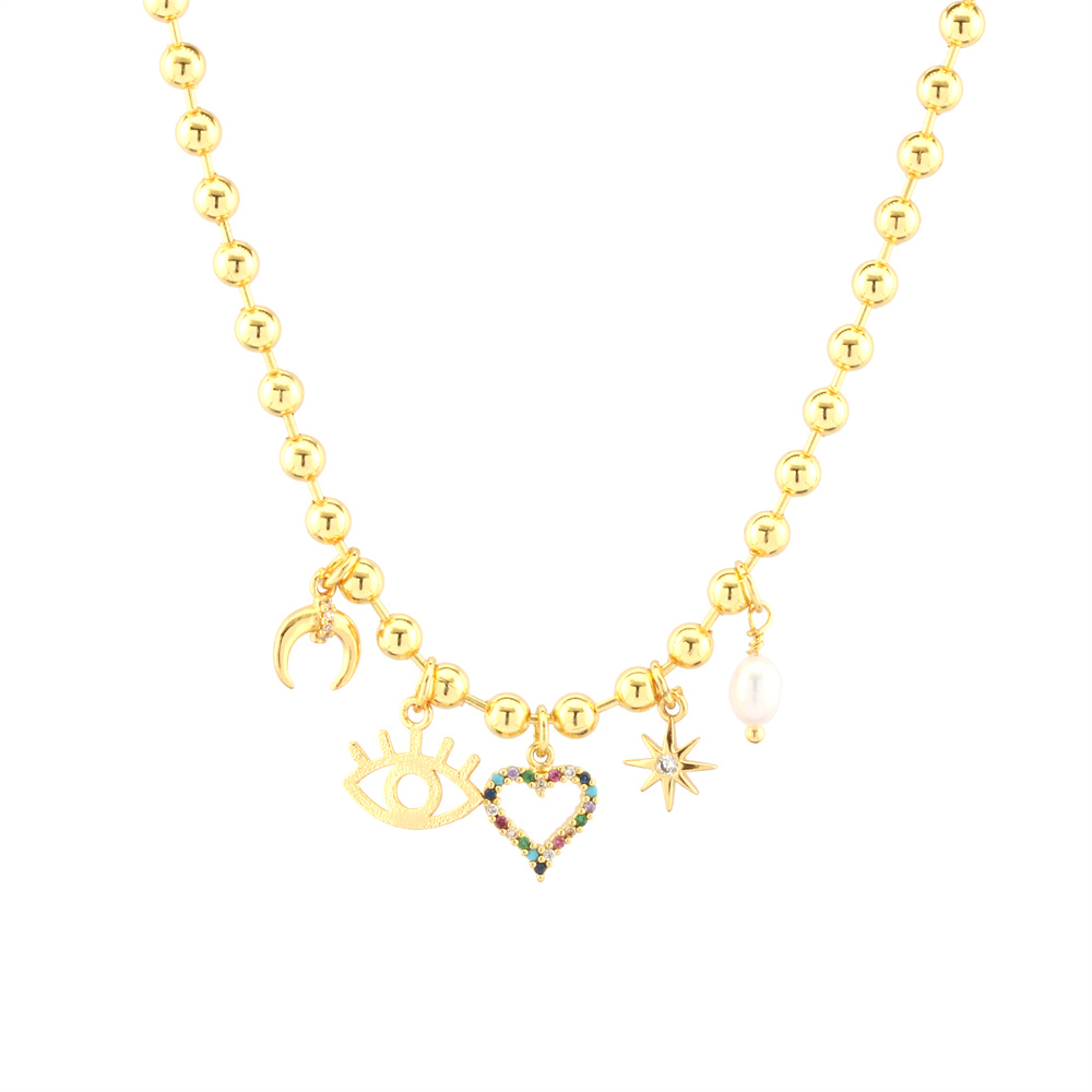 Copper 18K Gold Plated Simple Style Heart Shape Zircon Choker display picture 11