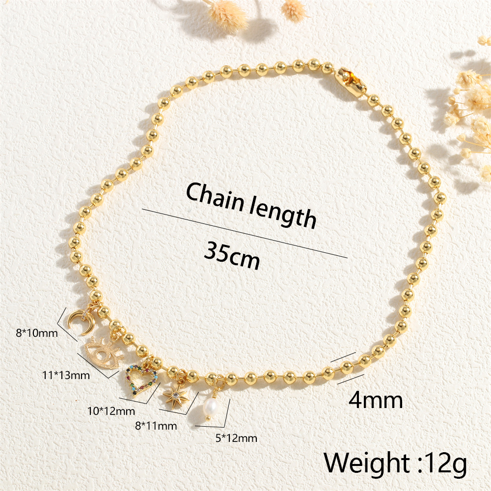 Copper 18K Gold Plated Simple Style Heart Shape Zircon Choker display picture 3