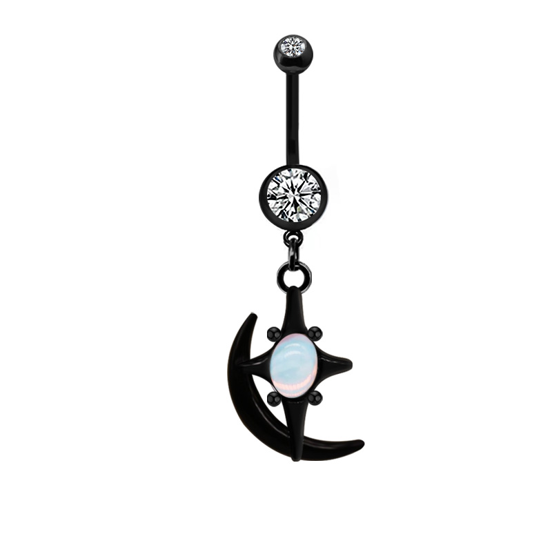 1 Piece Belly Rings Casual Hip-Hop Moon Heart Shape Stainless Steel Arylic Alloy Plating Acrylic Glass display picture 6
