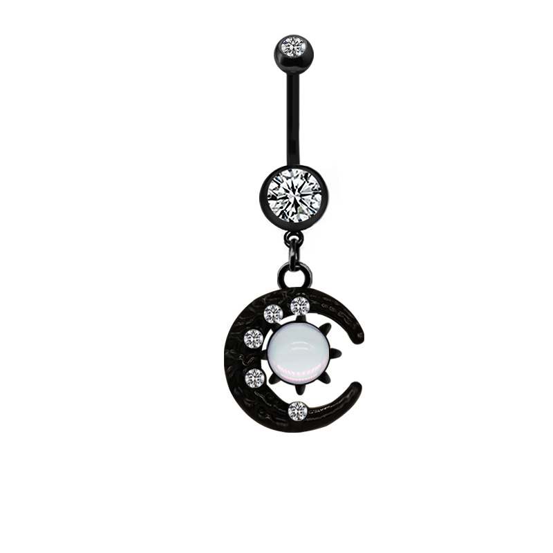 1 Piece Belly Rings Casual Hip-Hop Moon Heart Shape Stainless Steel Arylic Alloy Plating Acrylic Glass display picture 8