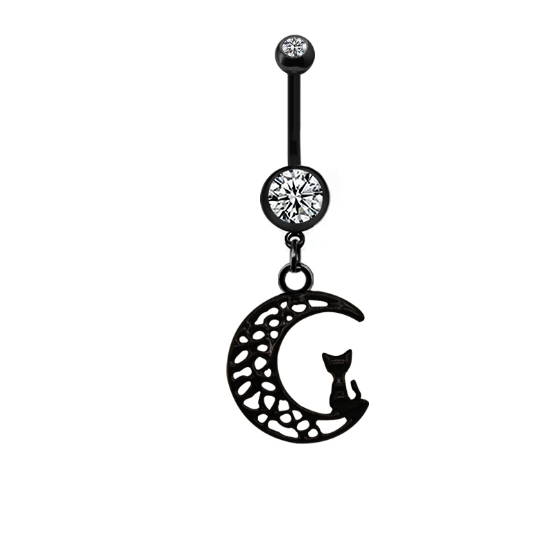 1 Piece Belly Rings Casual Hip-Hop Moon Heart Shape Stainless Steel Arylic Alloy Plating Acrylic Glass display picture 9