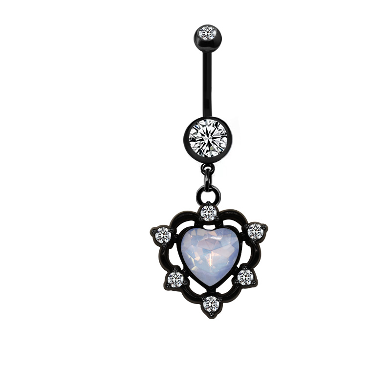 1 Piece Belly Rings Casual Hip-Hop Moon Heart Shape Stainless Steel Arylic Alloy Plating Acrylic Glass display picture 12