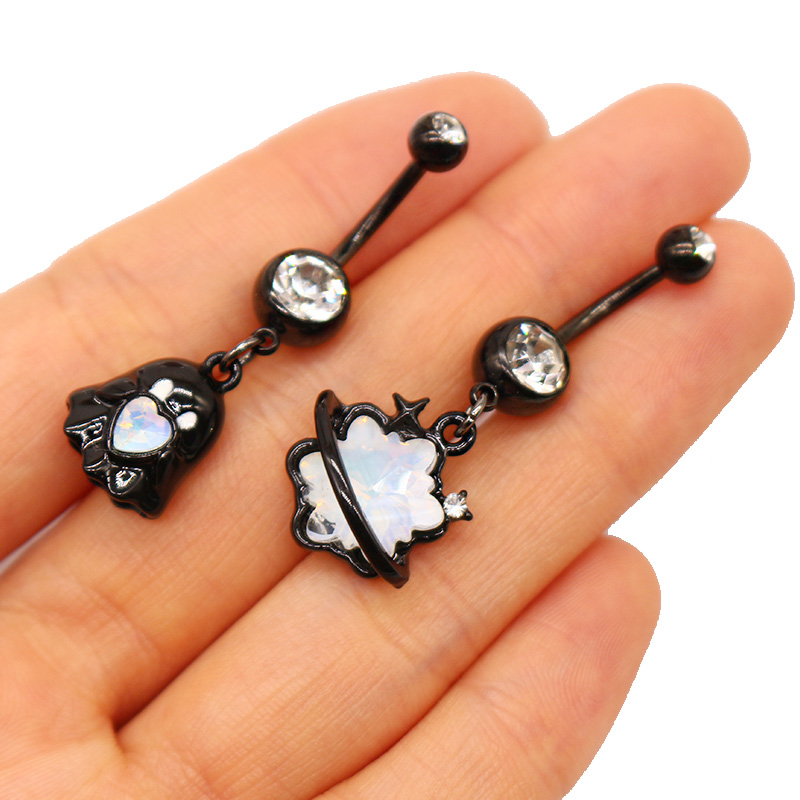1 Piece Belly Rings Casual Hip-Hop Moon Heart Shape Stainless Steel Arylic Alloy Plating Acrylic Glass display picture 18