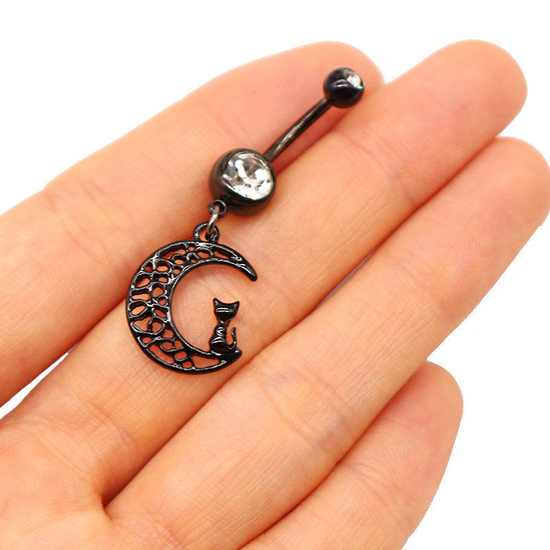 1 Piece Belly Rings Casual Hip-Hop Moon Heart Shape Stainless Steel Arylic Alloy Plating Acrylic Glass display picture 19